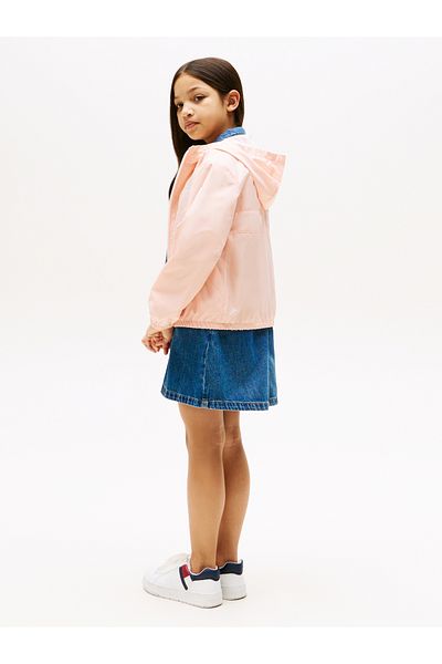 Tommy Hilfiger Girls Coral Ice Logo Hooded Windbreaker