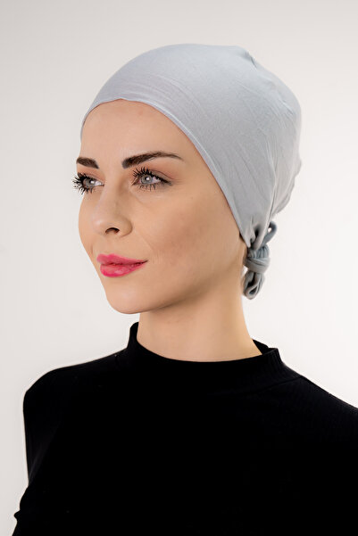 Şalcenneti.com Gray Color Bonnet with Seamless Tie Front