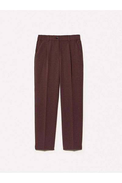 Sisley Viscose Blend Elastic Waist Pants Women Brown Pants - 325P4Kvxl5Cm7