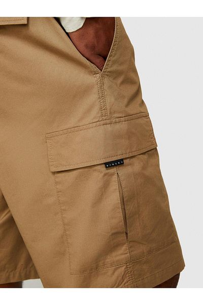 Sisley Ανδρικό σορτς βερμούδας από 100% βαμβακερό μπάλωμα με τσέπες με τρύπα για ζώνη Cargo Ανδρικό σορτς καφέ - 324P4IUKS9015