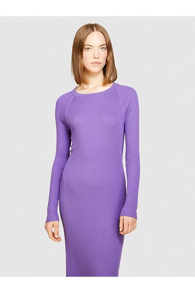 Sisley Viscose Blend Wide Collar Raglan Sleeve Long Dress Women 3m1 Dress - 324P1B7Ymv00M