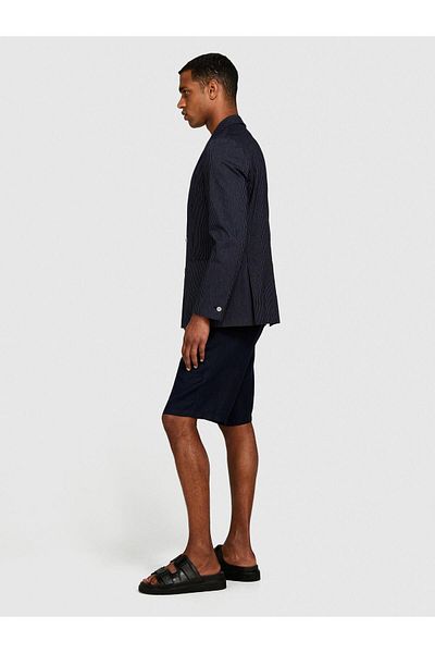 Sisley 100% Linen Slim Fit Bermuda Shorts Men's Navy Blue Shorts - 324P4Aghs9010
