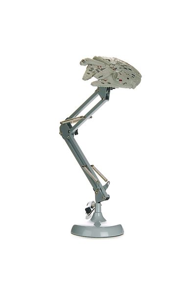 Star Wars Lampa LED de birou, Paladone, Star Wars Millennium Falcon, Inaltime reglabila, Cablu USB inclus, Gri
