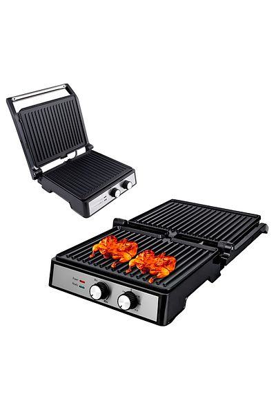 Sanford Stainless Steel Contact Grill – Non-Stick Panini Press with 180° Open & Lid Lock Design 2000W
