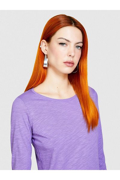 Sisley Cotton Modal Blend Crew Neck Long Sleeve T-Shirt Women's 3m1 T-Shirt - 324P3Tnhl119S