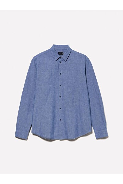 Sisley 100% Cotton Regular Fit Long Sleeve Classic Collar Shirt Men's Black Mix Shirt - 324A56Igsq040