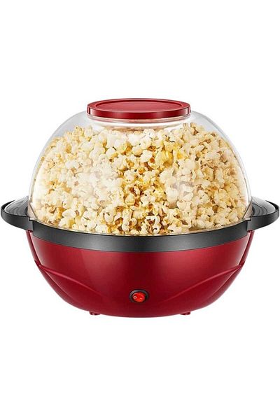 SOKANY Automatic Popcorn Maker – Hot Oil Popper with Reversible Bowl, ETL Certified, Red 850W