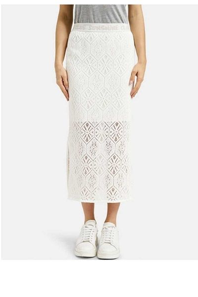 SERBA Women's Skirt with Slit on the Sides, Jersey Lining Inside, Lace, Elastic Band at the Waist