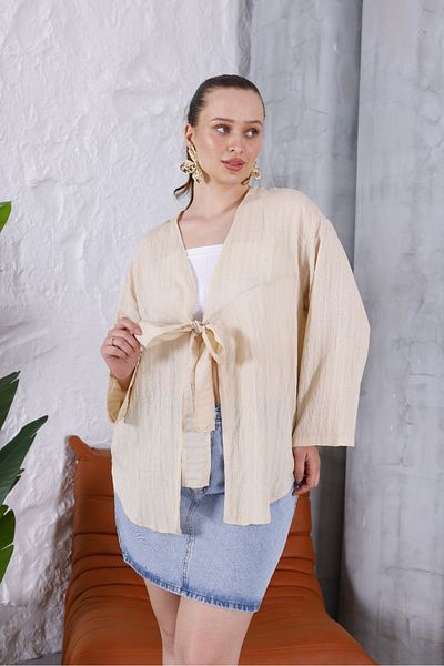 BLUSS Women's Stylish Kimono Cardigan - Tie-Up Model, Lightweight and Comfortable
