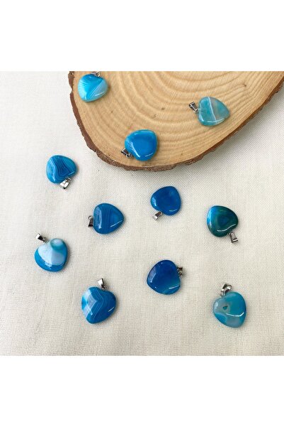 Vipfoni Akik Taşı Kalp Doğal Taş Kolye Ucu ve Zincir