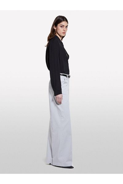 Sisley 100% Viscose Back Long over Fit Shirt Women Black Shirt - 325P5Idtlq08R