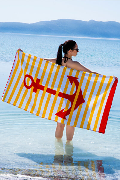 %100 Pamuk Kadife Plaj Beach Havlusu - 75x150 cm, 360gr Marine