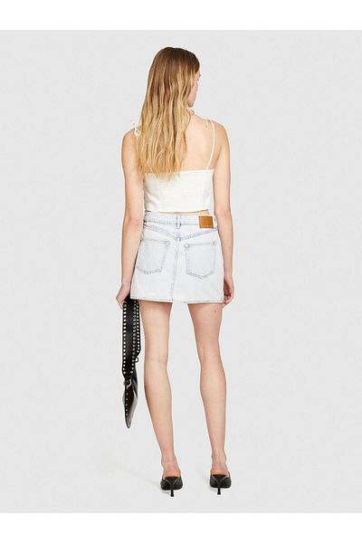 Sisley 100% Cotton Front Decoration Detail Tie-Up Strap Top Women Off White Shirt - 324P5Wdvlh014