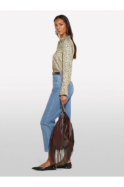 Sisley 100% Viscose Patterned Regular Fit Shirt Women's White Mix Shirt - 325P5Phvlqff7