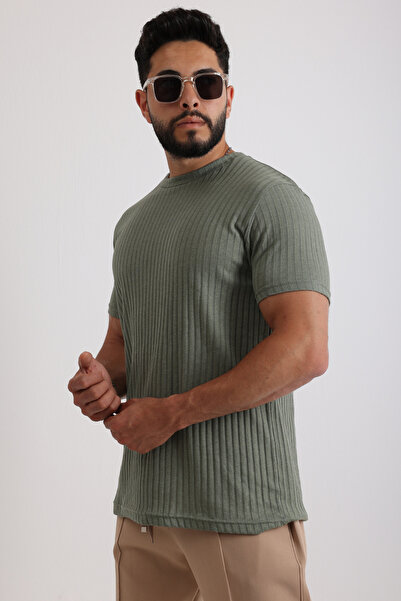 querancia Men's Ribbed Zinox Fabric Sweater – Soft Textured Short Sleeve Basic Sweater