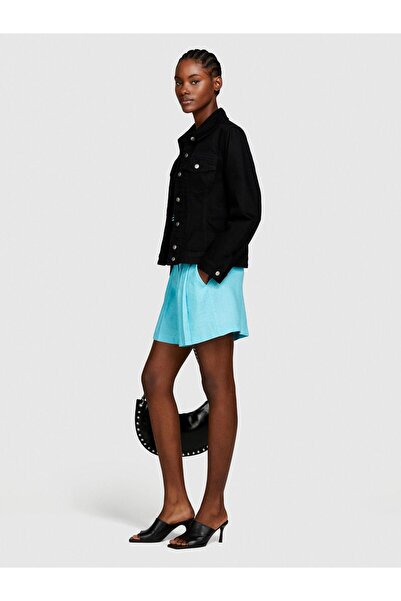 Sisley 100% Linen Front Double Pleated Shorts Women's 2B0 Shorts - 324P4Aghl9013