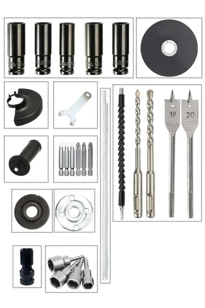 STAXX POWER SüperRed Seri 4'lü Profesyonel x3 Akülü Hızlı Şarjlı Kırıcı Delici Taşlama Vidalama Somun Sökme Seti