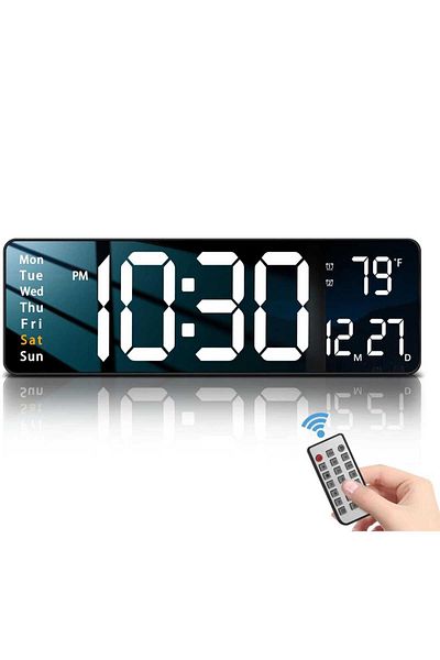 Generic Digital Wall Clock 16.2" – Large LED Display with Auto Brightness, Remote & Memory Function