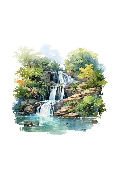 INOVATIX Set de 8 autocolante cascadă de munte, INOVATIX®. 6 cm