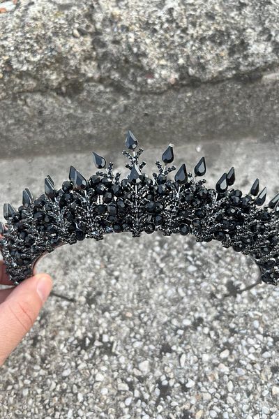 Hobigram Belicia Black Bridal Henna Crown Special Occasion Accessory Women's Crown Hair Accessory – Crown, Crystal Stone