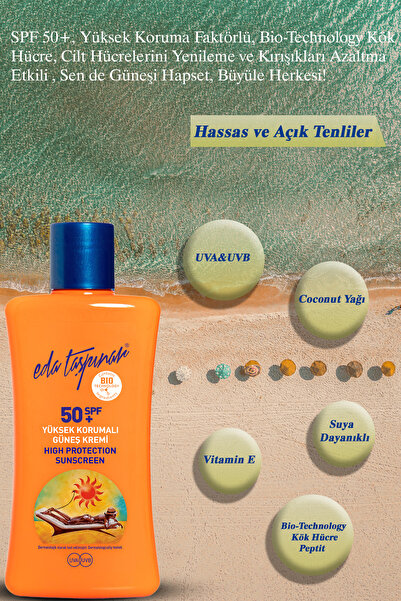 Eda Taşpınar Yüksek Korumalı Güneş Kremi SPF50+ 200ml - Coconat Şampuan 400ml