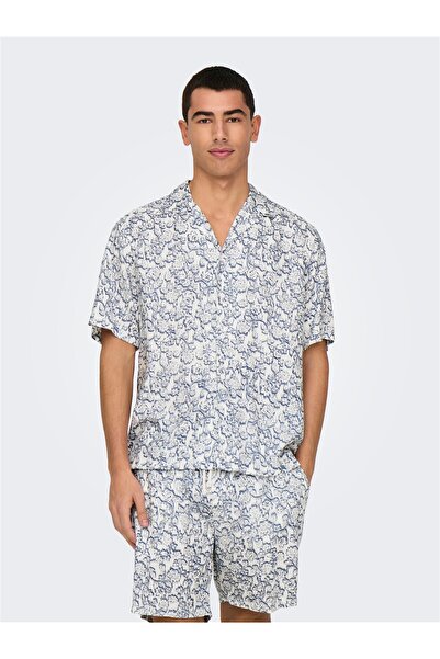 Only & Sons Onsdash Life Reg Aop Ss Resort Shirt Men's White Shirt - 22032733