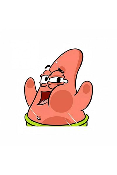 INOVATIX Set de 8 autocolante meme cu Patrick Star și mâinile sus, INOVATIX®. 6 cm