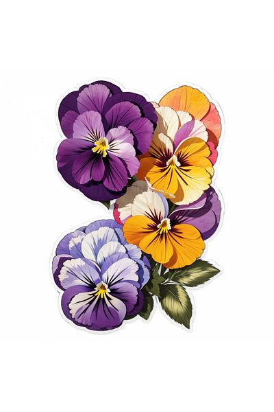 INOVATIX Set de 8 autocolante Buchet de panseluțe, INOVATIX®. 6 cm