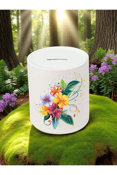 lili hediyelik Flower Printed 3-Piece Ceramic Piggy Bank