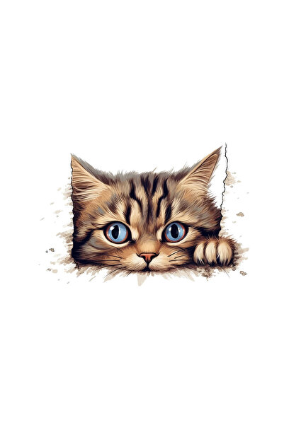 INOVATIX Set de 8 piese, autocolant pisică tigrată cu ochi albaștri, INOVATIX...