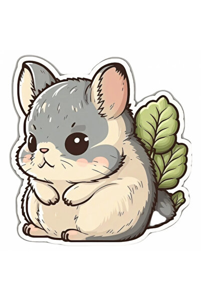 INOVATIX Set de 8 piese, autocolant Chinchilla în frunze, INOVATIX®. 6 cm