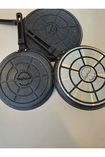 TAŞHAN 3-Piece Cast Granite Crepe & Omelette Pan Set 30-26-24 cm Set