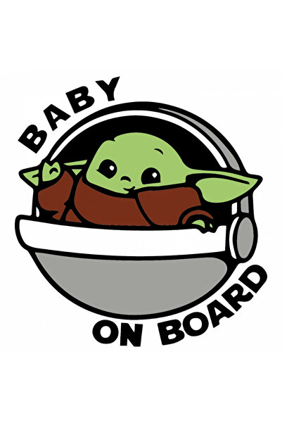 INOVATIX Set de 8 piese, Autocolant Baby on board Grogu, INOVATIX®. 6 cm
