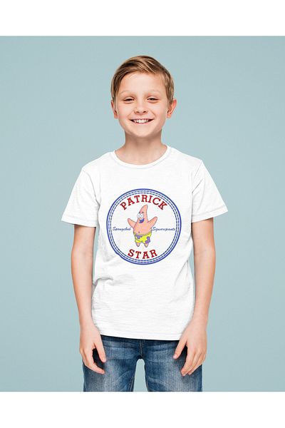 SEVBANO Tricou unisex cu desene animate Spongebob pentru copii cu imprimeu Patrick Star (vârsta 1-12)