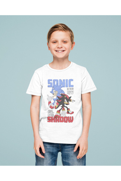 SEVBANO Tricou unisex pentru copii cu desene animate cu imprimeu Sonic The He...