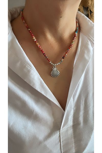 by özllem Bead Necklace Pearl Oyster Tip