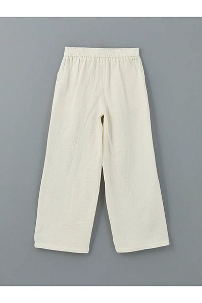 LC Waikiki Lcw Kids Ecru Elastic Waist Muslin Girl's Trousers