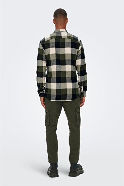 Only & Sons ONSGUDMUND LS 3T CHECK SHIRT NOOS Чоловіча біла сорочка UK - 22020301