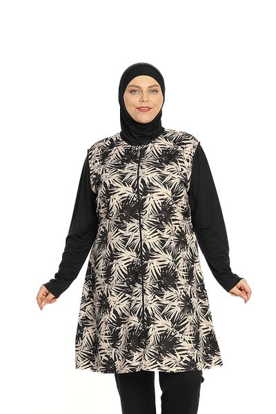 İKSUN Battal Large Size Lycra Long Sleeve Full Covered Hijab Swimsuit