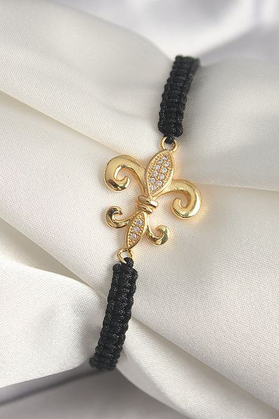 Skygo Brass Gold Color Zircon Stone Lily Figure Elevator Macrame Model Women's Bracelet - Tj-Bb6807