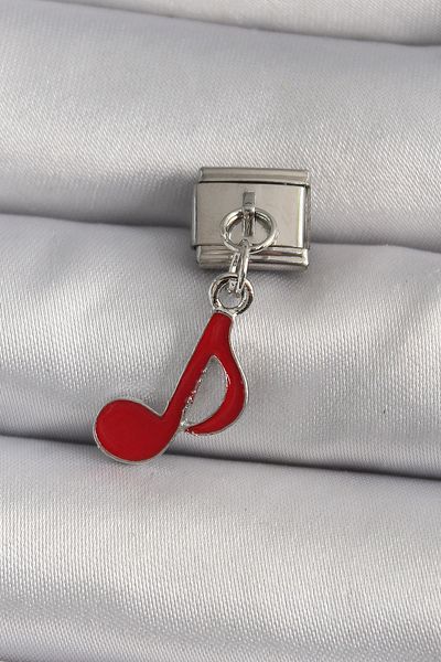 Skygo Tj-Bc1180 Red 316L Steel Silver Color Musical Note Model Nomination Charm