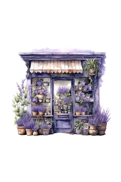 INOVATIX Set de 8 autocolante de floristică cu lavandă, INOVATIX®. 6 cm