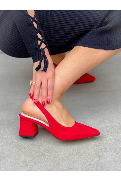 irmona Maria Red Suede Heel Sandals Shoes