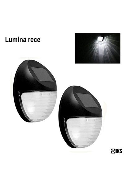 SIKS Set de 2 lămpi solare de exterior SIKS, LED, lumină albă rece, baterie 600 Mah, 11x11x4 cm, alb