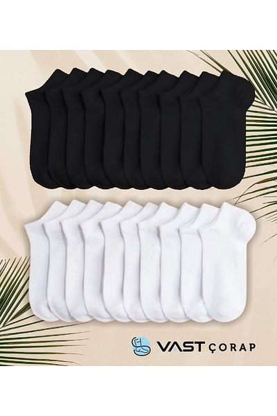 Vast 20 زوجًا من الجوارب الاقتصادية، 10 أزواج باللون الأسود و10 أزواج باللون الأبيض