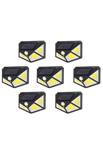 SIKS Set of 7 x SIKS® Solar Powered Lamp, Motion Sensor, 3 Lighting Modes, 100 LED, Wall Mounted