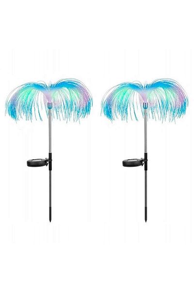 SIKS Set of 2 x SIKS Solar Lamp, Fiber Optic, LED, Jellyfish Model, Multicolored