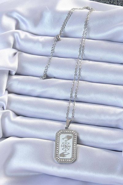 Skygo Silver Colored 316L Chain Enamel Zircon Stone Tarot Necklace - Tj-Bko9216