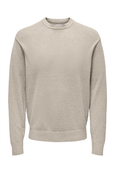 Only & Sons Onsleon Life Reg 12 Pbt Crew Knit Men's Beige Sweater - 22030507