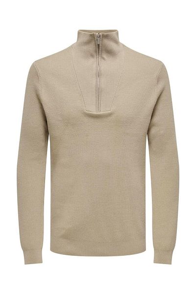 Only & Sons Onsphill Reg 12 Rib Half Zip Knit Men's Brown Sweater - 22030794